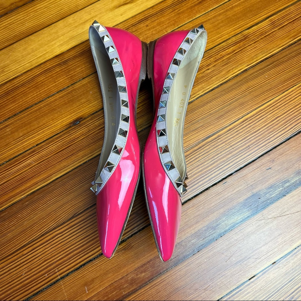 VALENTNO GARAVNI  Patent Leather Rock Stud Ballet Flats - Picture 12 of 17